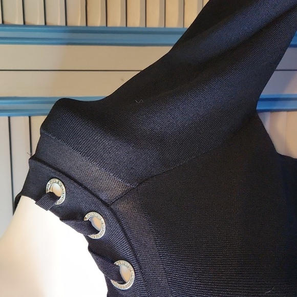 INC International Concepts Black Grommet Neck Top - Picture 7 of 12